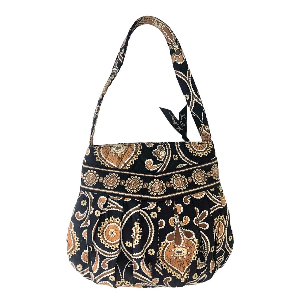 Vera Bradley Purse Small Mini Bag Brown Paisley Gathered Pouch Zip Top